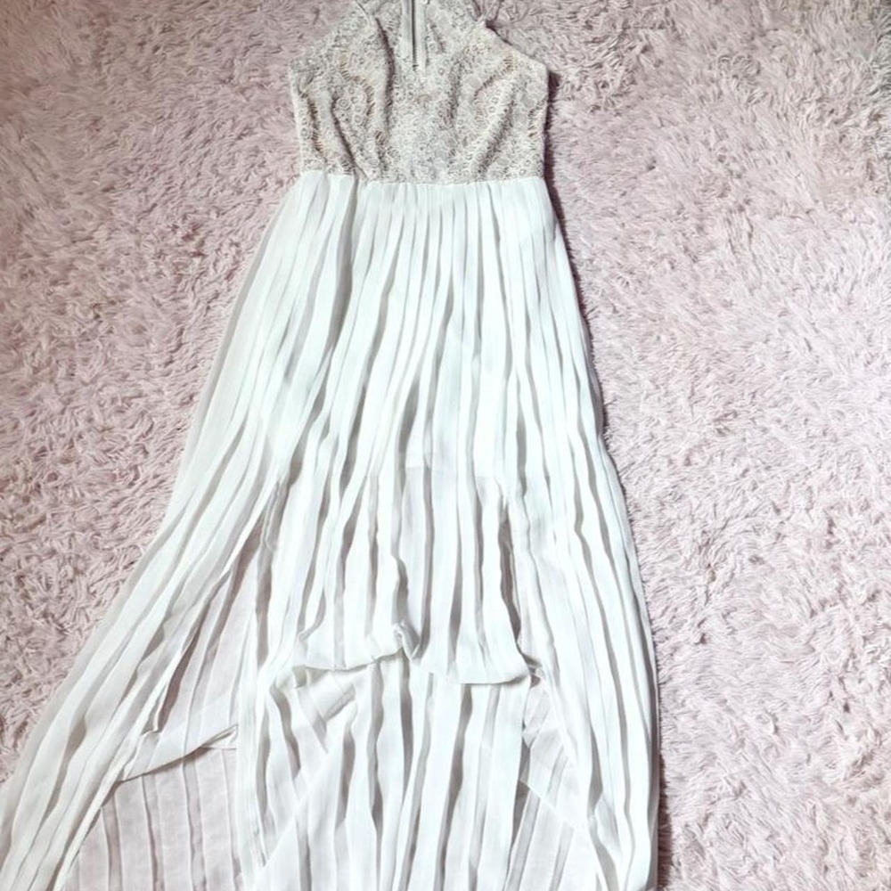 Bridal Angelic Whimsical Fairy Delicate High Low Flowy Pleated Dress Womens S